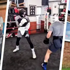 A boxer trains, proving boxing is good cardio. He hits a heavy bag, spars in a ring, and jumps rope outdoors.